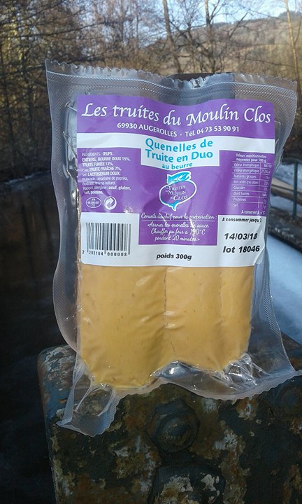Quenelle de truite (2 quenelles par paquet) 300 gr - 5.10€ (17€/kg) 